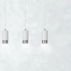Online Białe lampy wiszące ze srebrnymi elementami 814/3 | Kaja Oświetlenie Żyrandole Nowoczesne