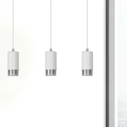 Online Białe lampy wiszące ze srebrnymi elementami 814/3 | Kaja Oświetlenie Żyrandole Nowoczesne