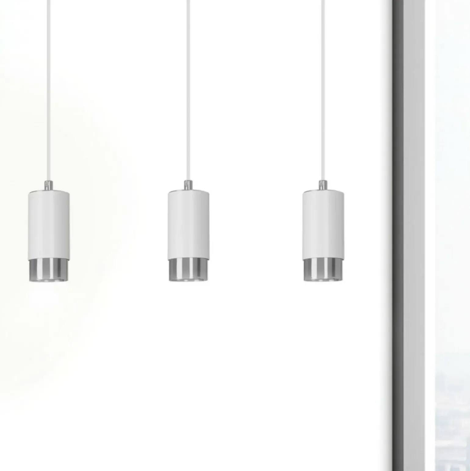 Online Białe lampy wiszące ze srebrnymi elementami 814/3 | Kaja Oświetlenie Żyrandole Nowoczesne