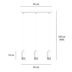 Online Białe lampy wiszące ze srebrnymi elementami 814/3 | Kaja Oświetlenie Żyrandole Nowoczesne