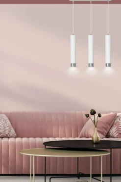 New Biało srebrna lampa wisząca z trzema gwintami 641/3 | Kaja Oświetlenie Żyrandole Nowoczesne