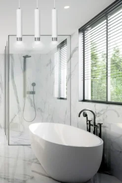 New Biało srebrna lampa wisząca z trzema gwintami 641/3 | Kaja Oświetlenie Żyrandole Nowoczesne