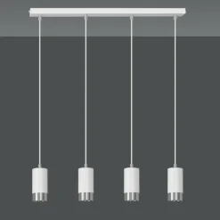 Flash Sale Biało srebrna lampa wisząca nad stół w jadalni 814/4 | Kaja Żyrandole Nowoczesne