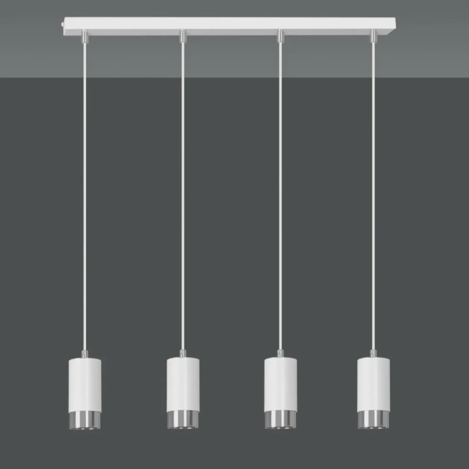 Flash Sale Biało srebrna lampa wisząca nad stół w jadalni 814/4 | Kaja Żyrandole Nowoczesne