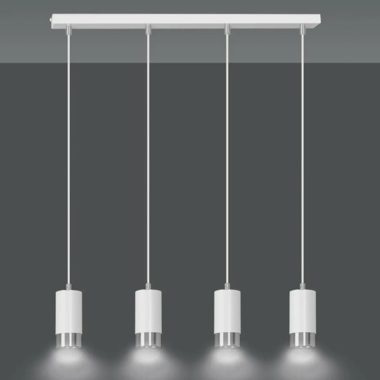 Flash Sale Biało srebrna lampa wisząca nad stół w jadalni 814/4 | Kaja Żyrandole Nowoczesne