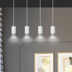 Flash Sale Biało srebrna lampa wisząca nad stół w jadalni 814/4 | Kaja Żyrandole Nowoczesne