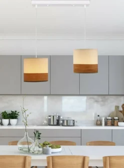 Best Biało-brązowa lampa wisząca, na listwie 32-17543 z serii BIANCO | Kaja Żyrandole Nowoczesne