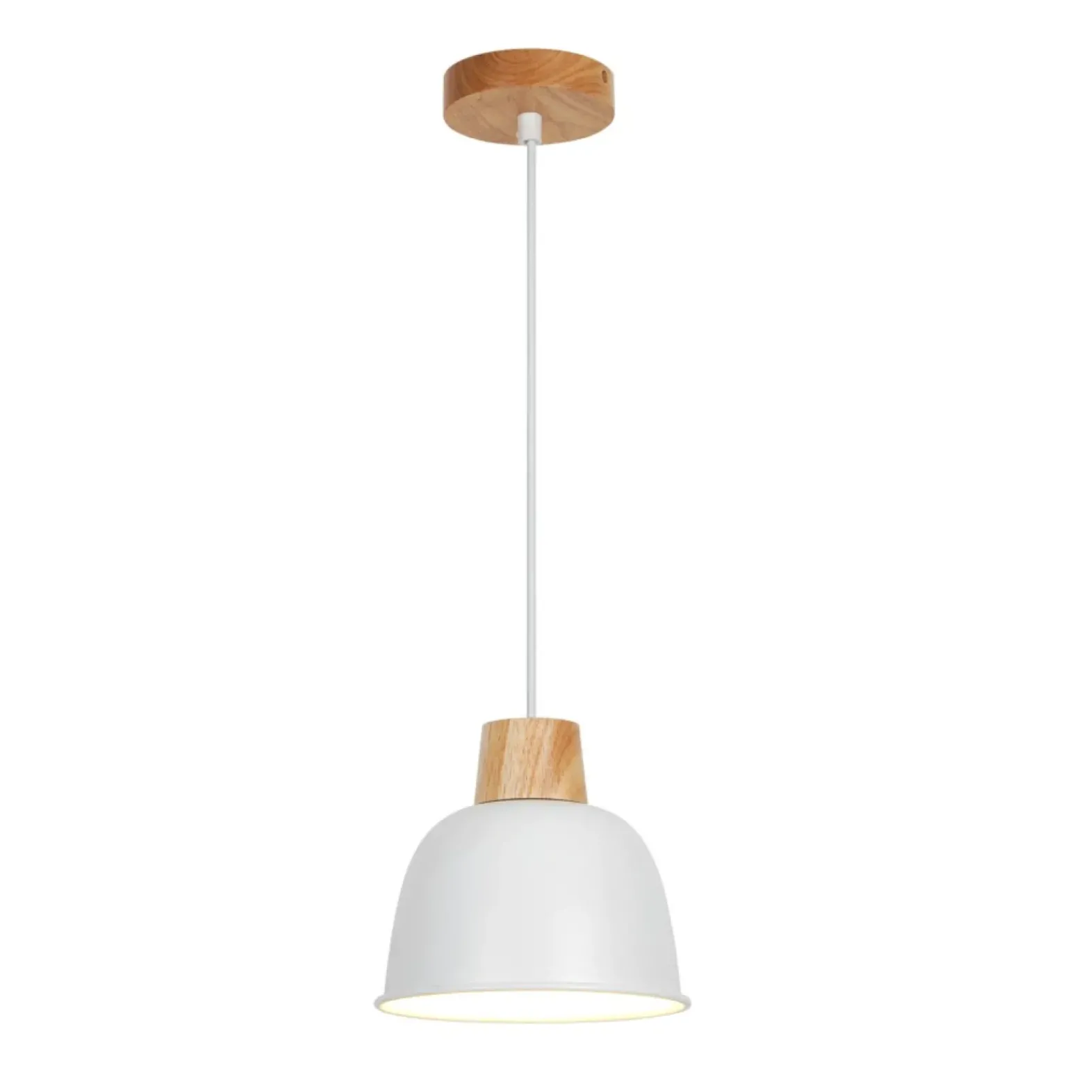 Store Biało-drewniana lampa wisząca do stylowej kuchni P21031MORLO | Kaja Żyrandole Nowoczesne