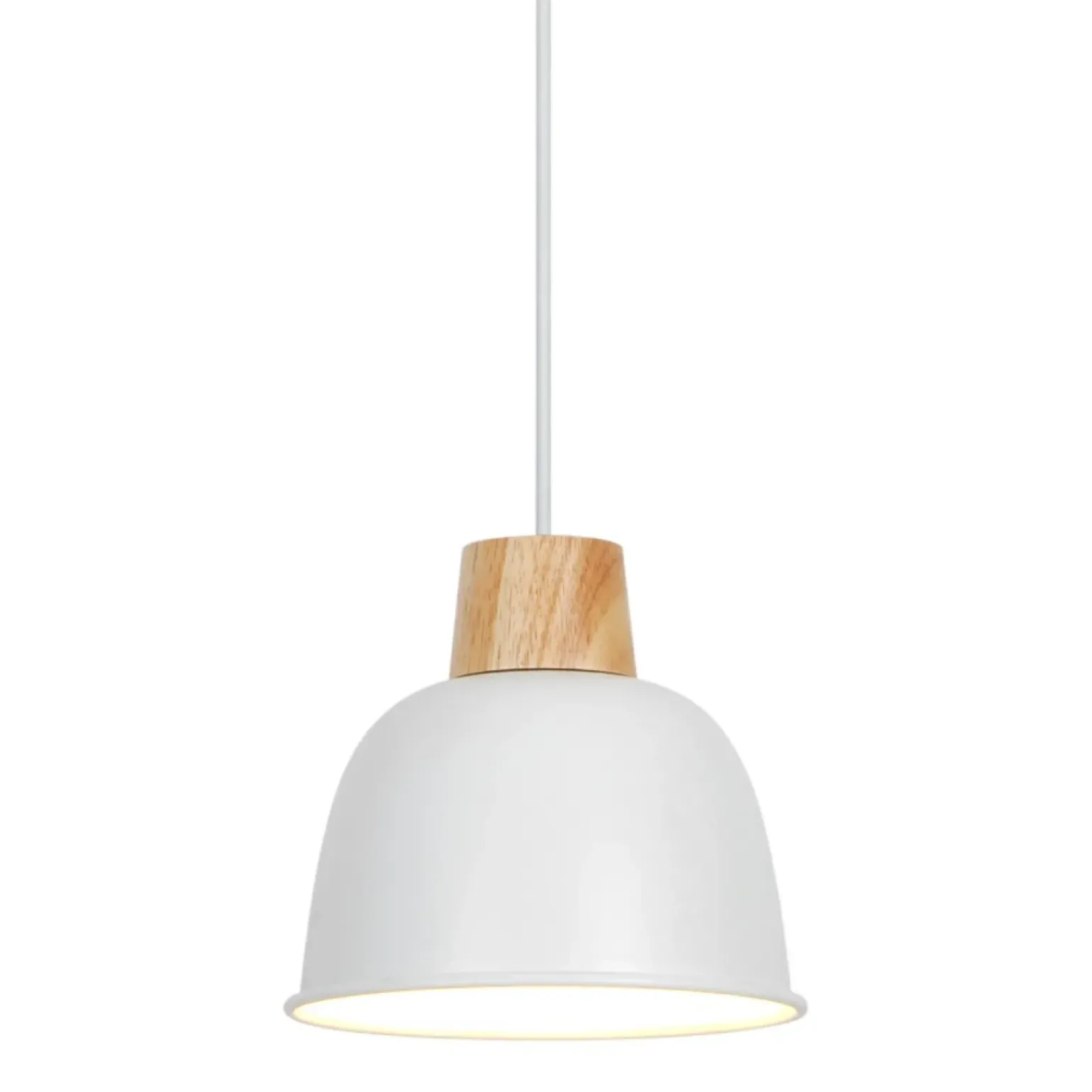 Store Biało-drewniana lampa wisząca do stylowej kuchni P21031MORLO | Kaja Żyrandole Nowoczesne