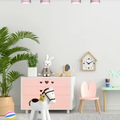 Flash Sale Biało-różowa lampa sufitowa do pokoju dziecka MLP7554 z serii DIXIE | Kaja Oświe Żyrandole Nowoczesne