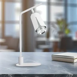 Sklep Kaja Biało-srebrna, nowoczesna lampka biurkowa ML0276 FLOWER | Kaja