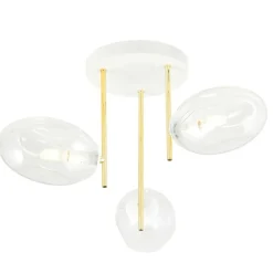 Best Sale Biało-złota lampa sufitowa, transparentne klosze 1276/3 z serii ARGO Żyrandole Nowoczesne