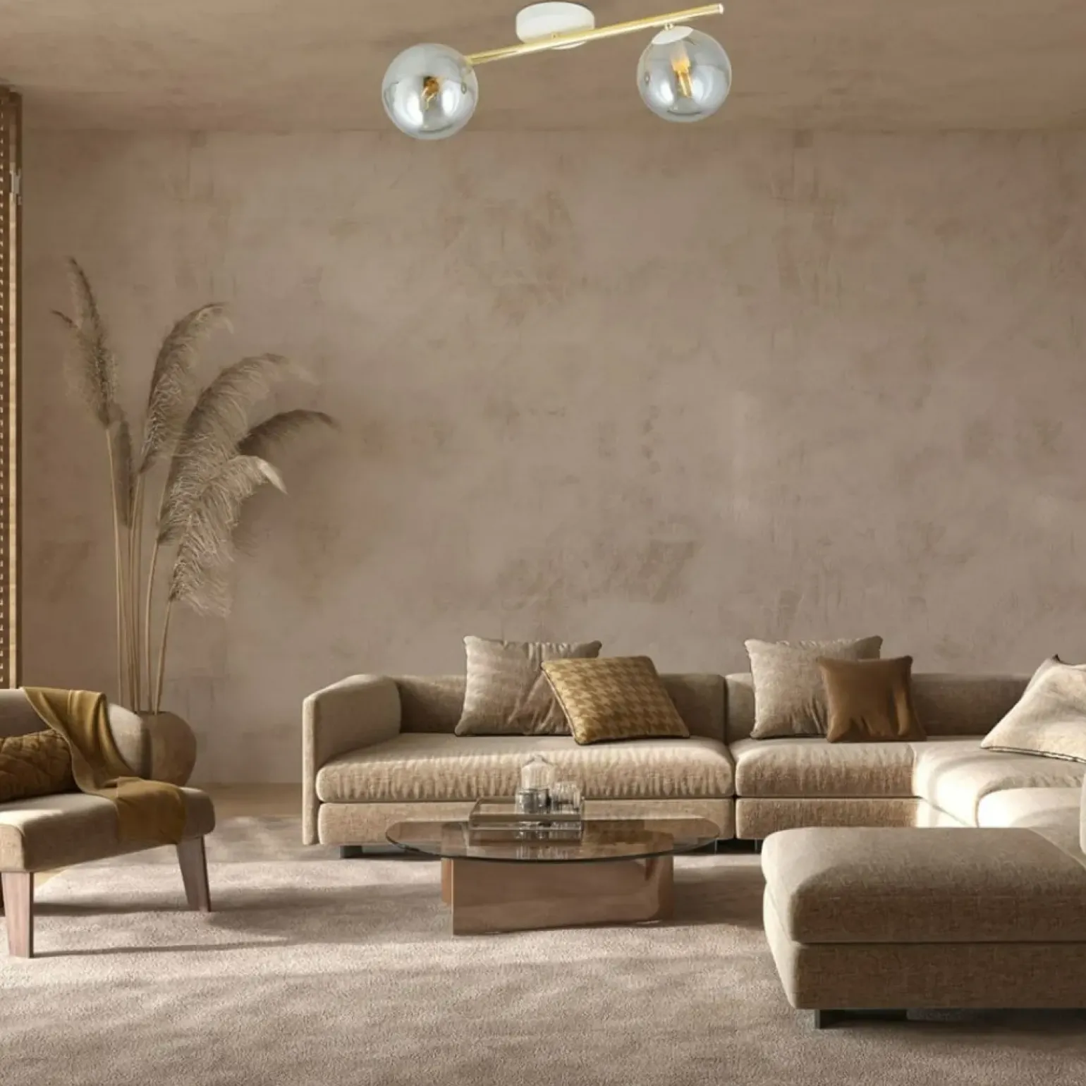 Cheap Biało-złota lampa sufitowa z dwoma kloszami 1247/2 z serii SPLENDI Żyrandole Nowoczesne