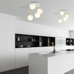 Sklep Kaja Biało-złota lampa sufitowa z kulistymi kloszami 1261/4 z serii DOLCE
