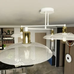 Best Biało-złota lampa sufitowa z drucianymi kloszami 1321/4 SPIRIT | Kaja Żyrandole Nowoczesne