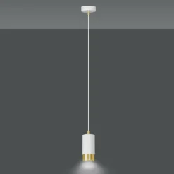 Cheap Biało-złota lampa wisząca w kształcie tuby 815/1 | Kaja Oświetlenie Żyrandole Nowoczesne