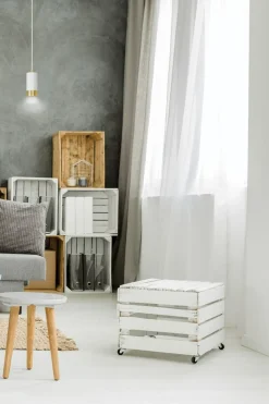 Cheap Biało-złota lampa wisząca w kształcie tuby 815/1 | Kaja Oświetlenie Żyrandole Nowoczesne