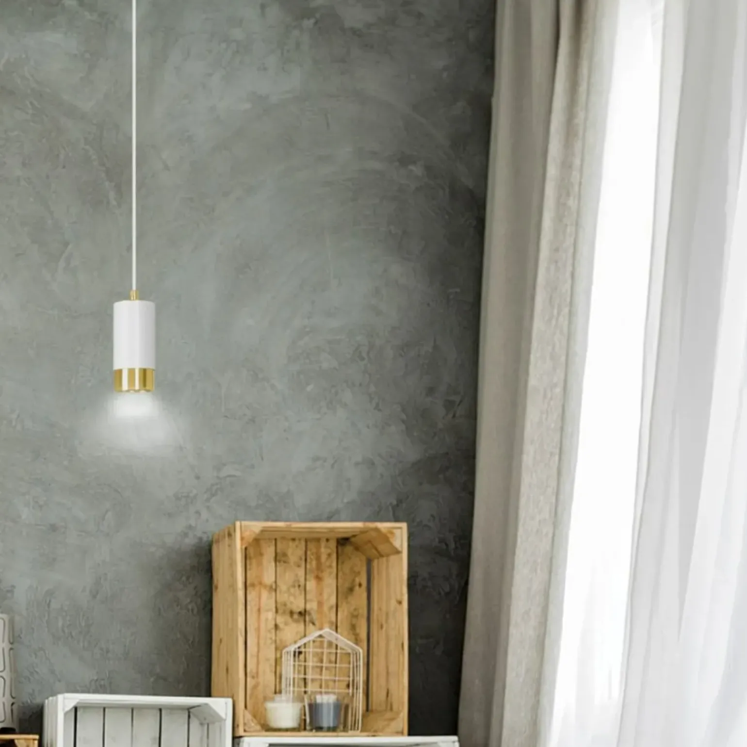 Cheap Biało-złota lampa wisząca w kształcie tuby 815/1 | Kaja Oświetlenie Żyrandole Nowoczesne