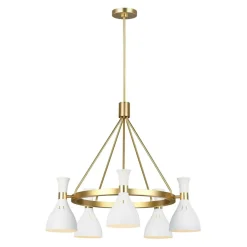 New Biało-złota lampa wisząca 5xE27 FE-JOAN5-MW z serii JOAN Żyrandole Nowoczesne