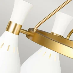 New Biało-złota lampa wisząca 5xE27 FE-JOAN5-MW z serii JOAN Żyrandole Nowoczesne