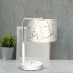 Sklep Kaja Biało-złota lampka stołowa, do salonu MLP7570 z serii ZIGGY | Kaja Oświetlenie