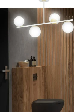 Clearance Biało-złota, nowoczesna lampa do kuchni 1023/4 FLOKI | Kaja Żyrandole Nowoczesne