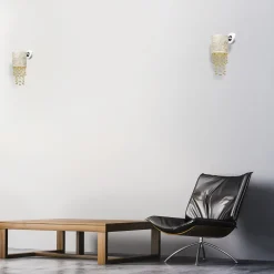 Sklep Kaja Biało-złoty, gustowny kinkiet w stylu glamour MLP6443 z serii ALMERIA | Kaja Ośw