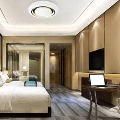 Sklep Kaja Biało-złoty plafon ze zintegrowanym LED-em ML8127 z serii MEGAN | Kaja Oświetlen