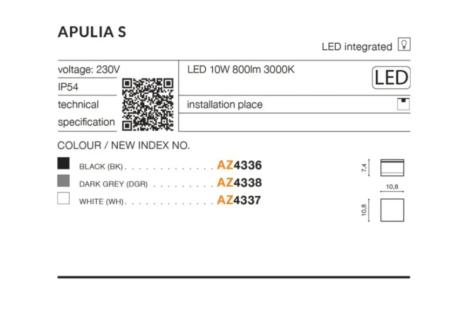 Sklep Kaja spot zewnętrzny łazienkowy LED AZ4337 APULIA | Kaja Oświetlenie