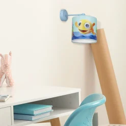 Sklep Kaja Błękitny kinkiet ścienny z rysunkiem rybki MLP6803 z serii RYBKA | Kaja Oświetle