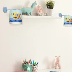 Sklep Kaja Błękitny kinkiet ścienny z rysunkiem rybki MLP6803 z serii RYBKA | Kaja Oświetle