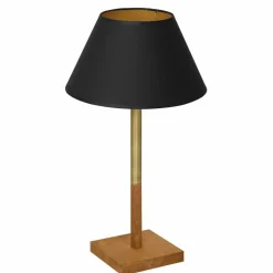 Sklep Kaja Brązowo-złota lampka nocna, czarny abażur LX 3808 z serii TABLE LAMPS