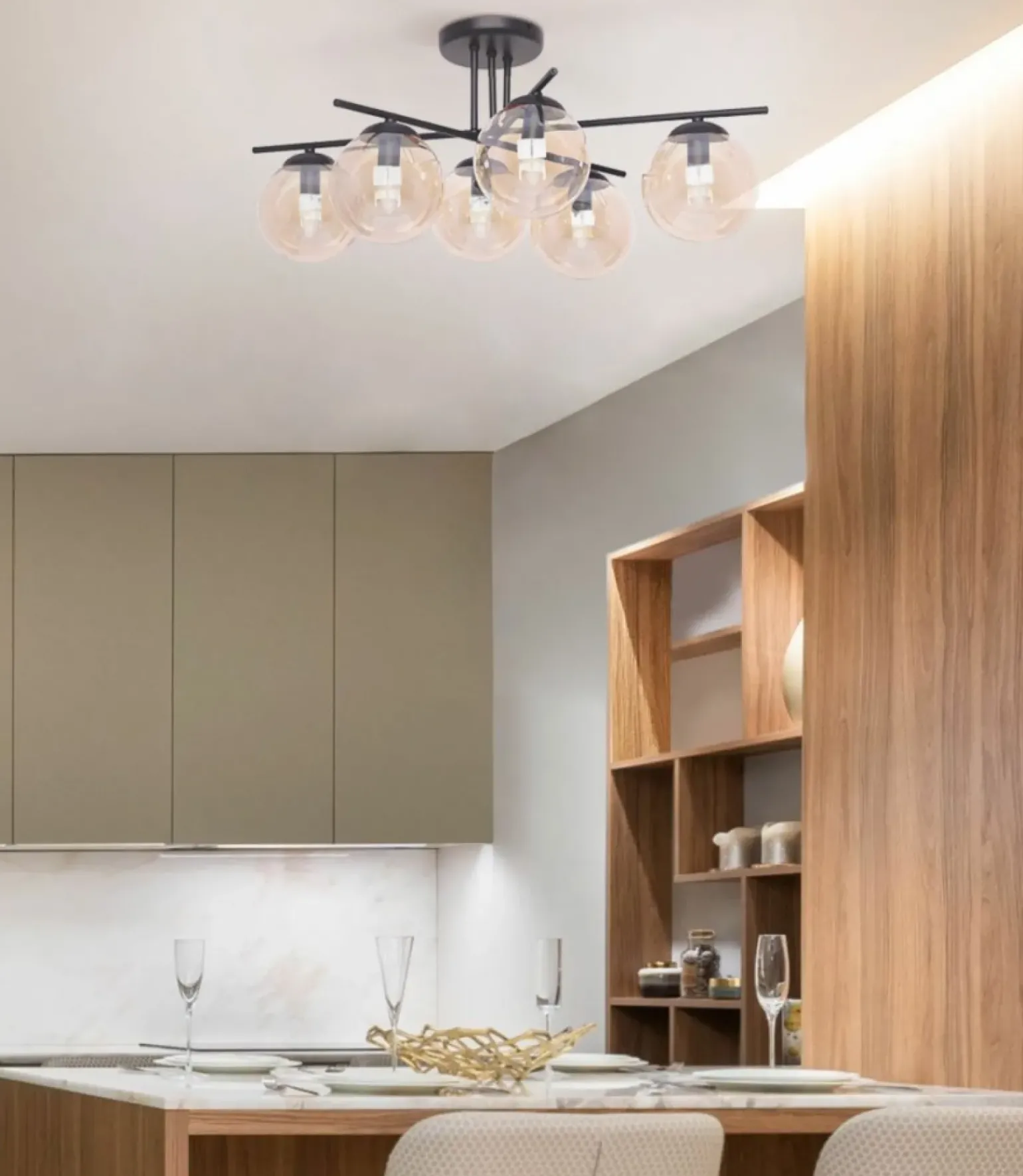 Sale Bursztynowa lampa sufitowa z czarną konstrukcją K-5162 z serii DELTA Żyrandole Nowoczesne