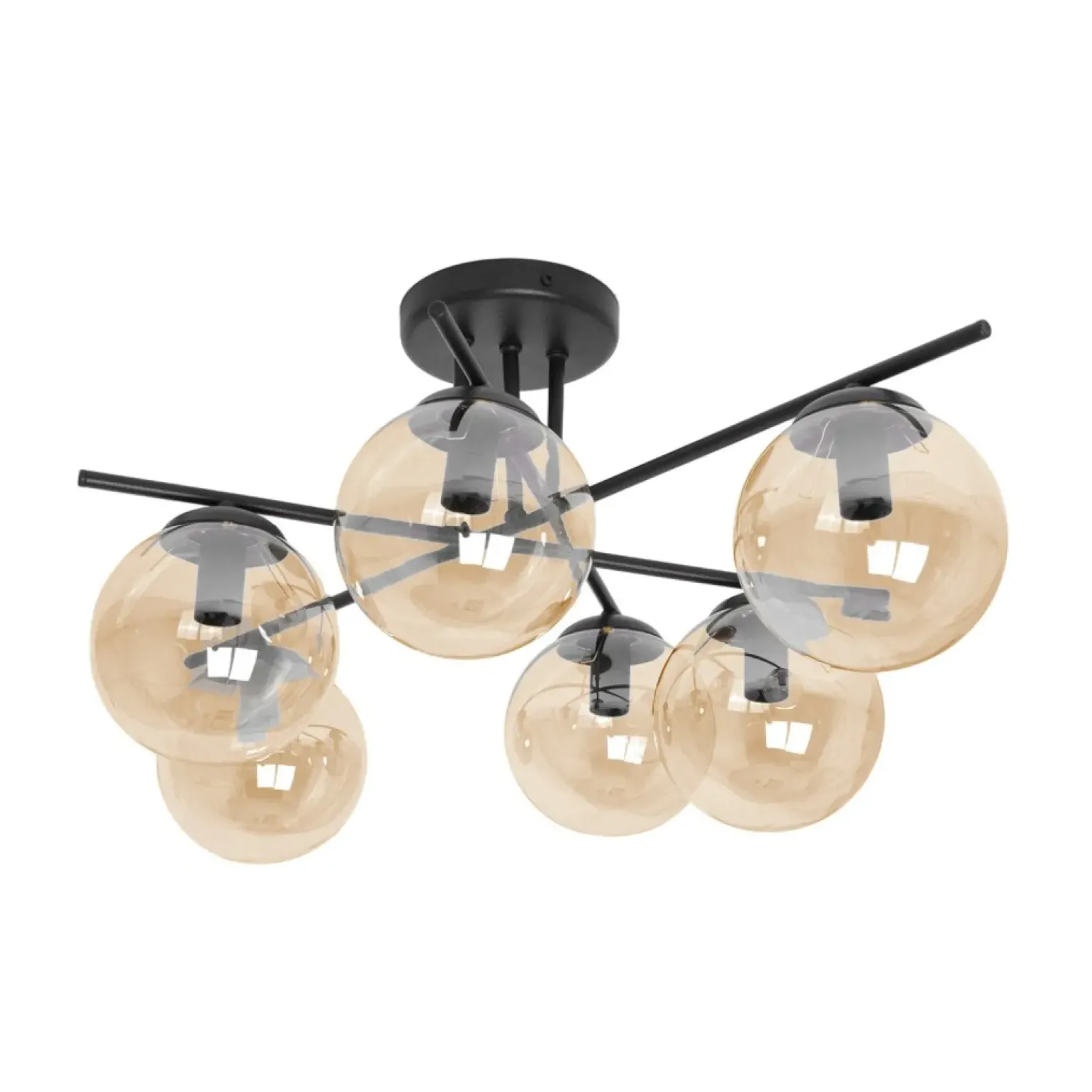 Sale Bursztynowa lampa sufitowa z czarną konstrukcją K-5162 z serii DELTA Żyrandole Nowoczesne