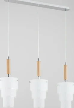 Store Chromowana lampa wisząca z elementami z drewna AL 62229 | Kaja Żyrandole Nowoczesne
