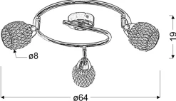 Sklep Kaja Chromowana lampa z ozdobnymi kloszami 98-06936 CLEAR | Kaja