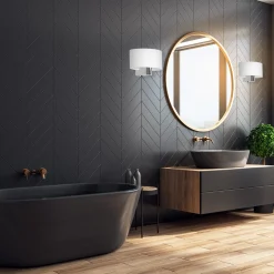 Sklep Kaja Chromowany kinkiet z białym abażurem ML6371 z serii CASINO | Kaja Oświetlenie