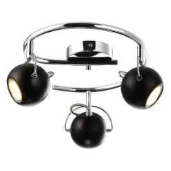 Store Chromowany plafon ze spotami K-8002/3G BK SALVA BLACK | Kaja Żyrandole Nowoczesne