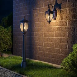 Sklep Kaja Ciemna latarnia ogrodowa ze zdobionym kloszem O414FL-01BZ1 FLEUR