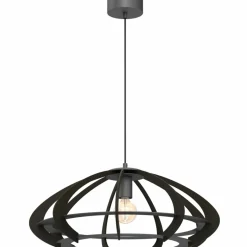 Best Ciemna, szara lampa wisząca z drewnem LX 9953 OREBO | Kaja Oświetlenie Żyrandole Nowoczesne