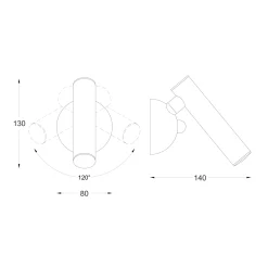 Sklep Kaja Czarna, błyszcząca lampa ścienna tuba LED W0461-01A-L8L8 z serii LOYA