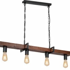 New Czarna, efektowna lampa z drewnianą listwą LX 0666 z serii HARD | Kaja Żyrandole Nowoczesne