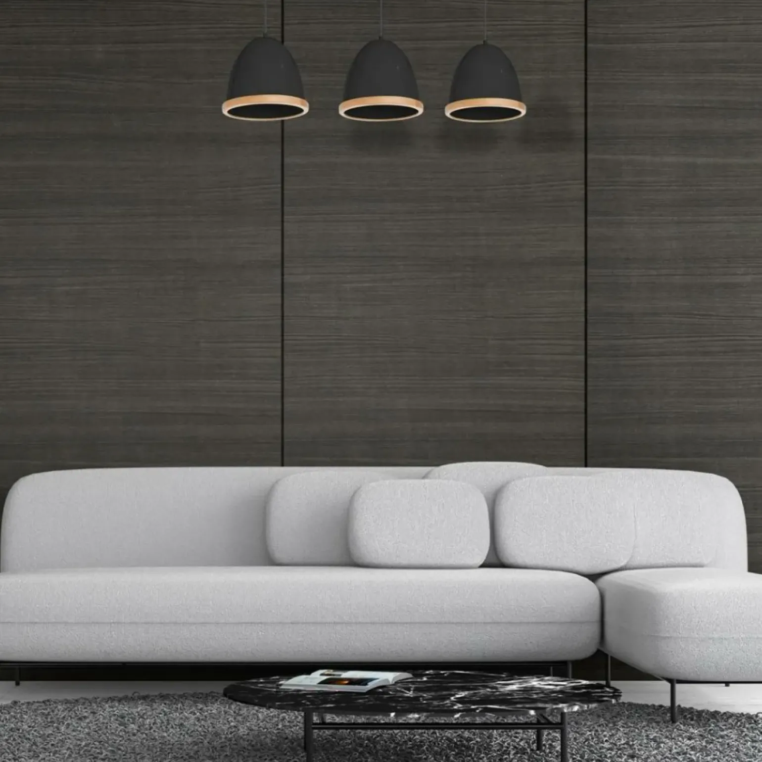 Best Sale Czarna, elegancka lampa wisząca na trzy żarówki MLP8853 z serii STUDIO | Kaja Oś Żyrandole Nowoczesne