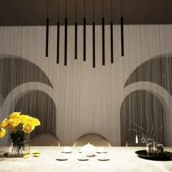 Best Sale Czarna kaskada wąskich, punktowych lamp wiszących 552/9 SELTER | Kaja Żyrandole Nowoczesne