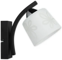 Sklep Kaja Czarna lampa ścienna z mlecznym kloszem O3280 K1 CZA + CH z serii GE