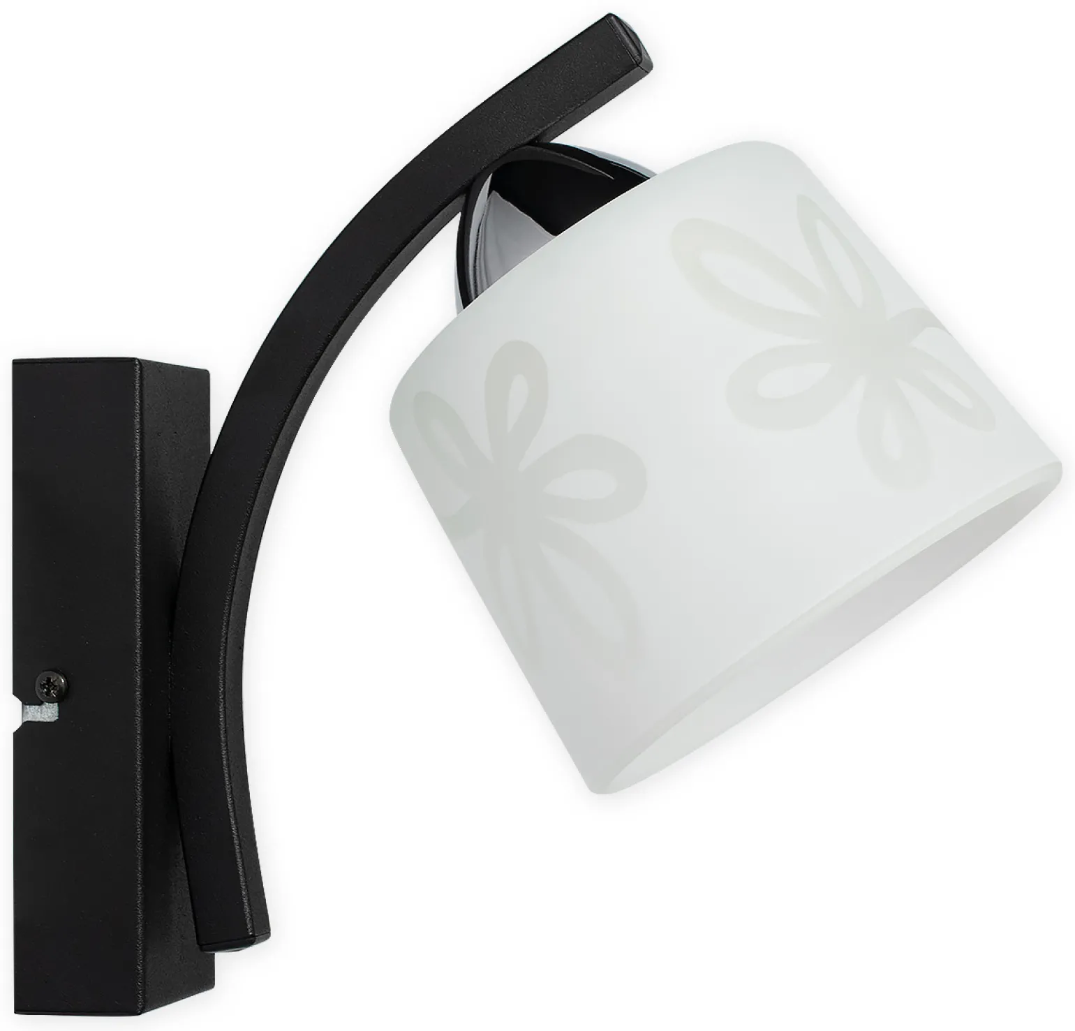 Sklep Kaja Czarna lampa ścienna z mlecznym kloszem O3280 K1 CZA + CH z serii GE