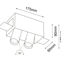 Sklep Kaja Czarna lampa mocowana podtynkowo - 2 tuby ANT 7802 YAMATO | Kaja