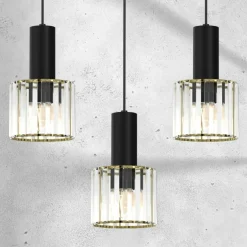Best Czarna lampa na listwie, eleganckie klosze MLP8361 CRISTAL | Kaja Żyrandole Nowoczesne