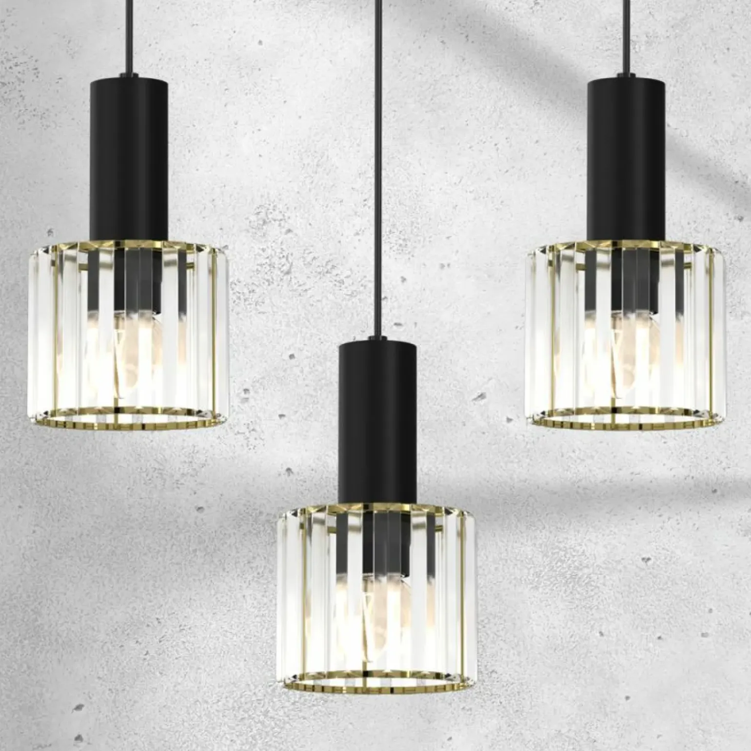 Best Czarna lampa na listwie, eleganckie klosze MLP8361 CRISTAL | Kaja Żyrandole Nowoczesne