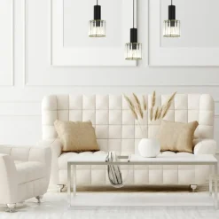 Best Czarna lampa na listwie, eleganckie klosze MLP8361 CRISTAL | Kaja Żyrandole Nowoczesne